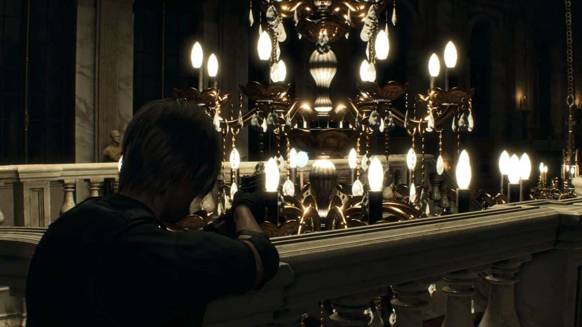 Resident Evil 4 Remake Grand Hall third medallion hidden in the chandelier