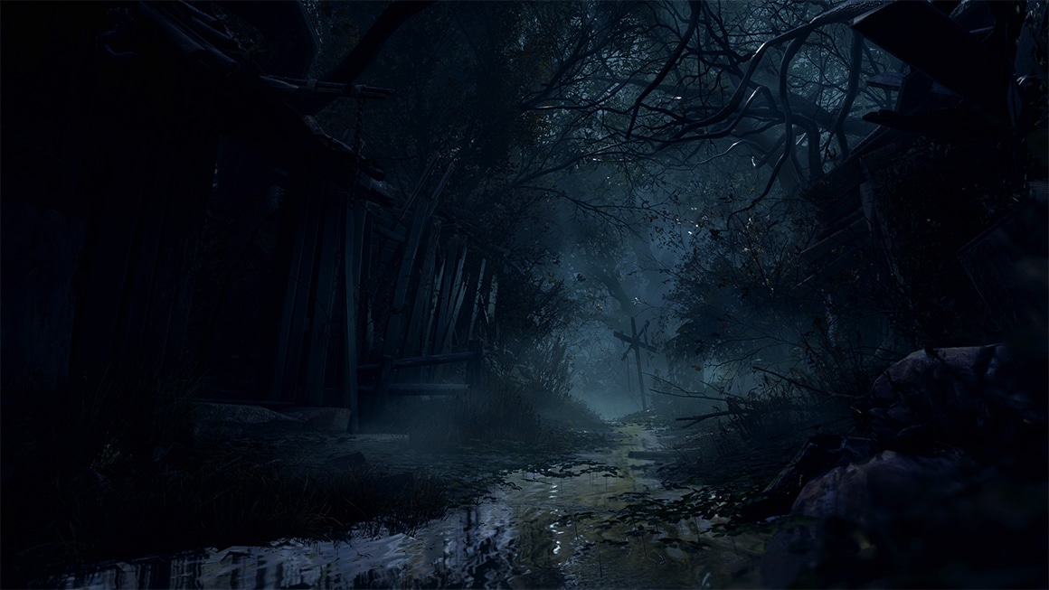 Resident Evil 4 Remake gameplay showing Leon S. Kennedy fighting grotesque villagers in a dark survival horror setting.