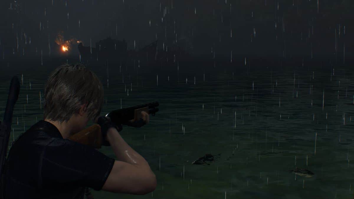 Resident Evil 4 Remake - Leon decides to shoot the lake