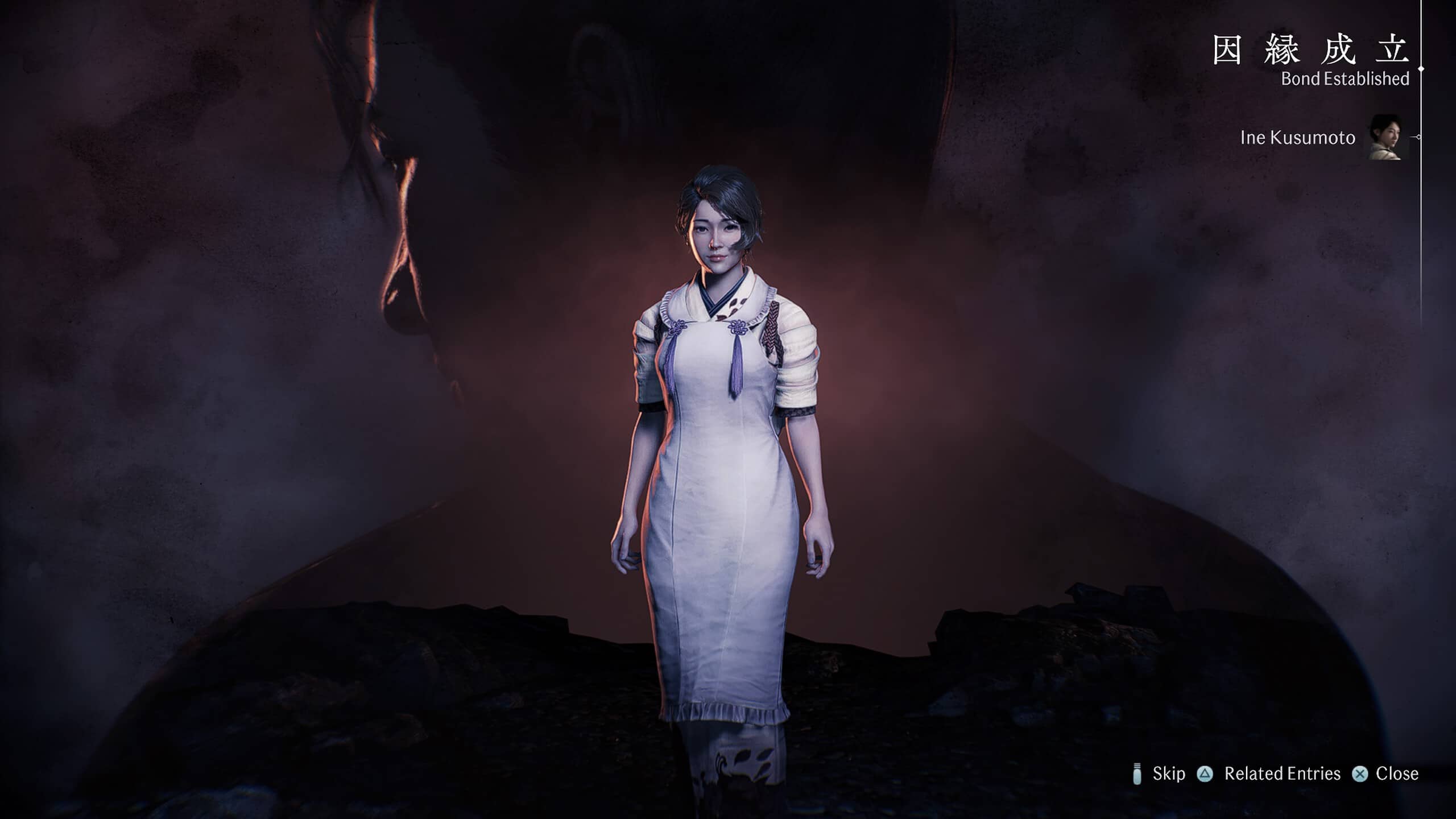 Rise of the ronin how to romance: a character stands in the menu showing a new bond has been unlocked