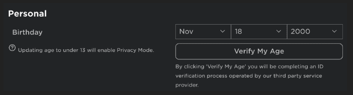Roblox age verification