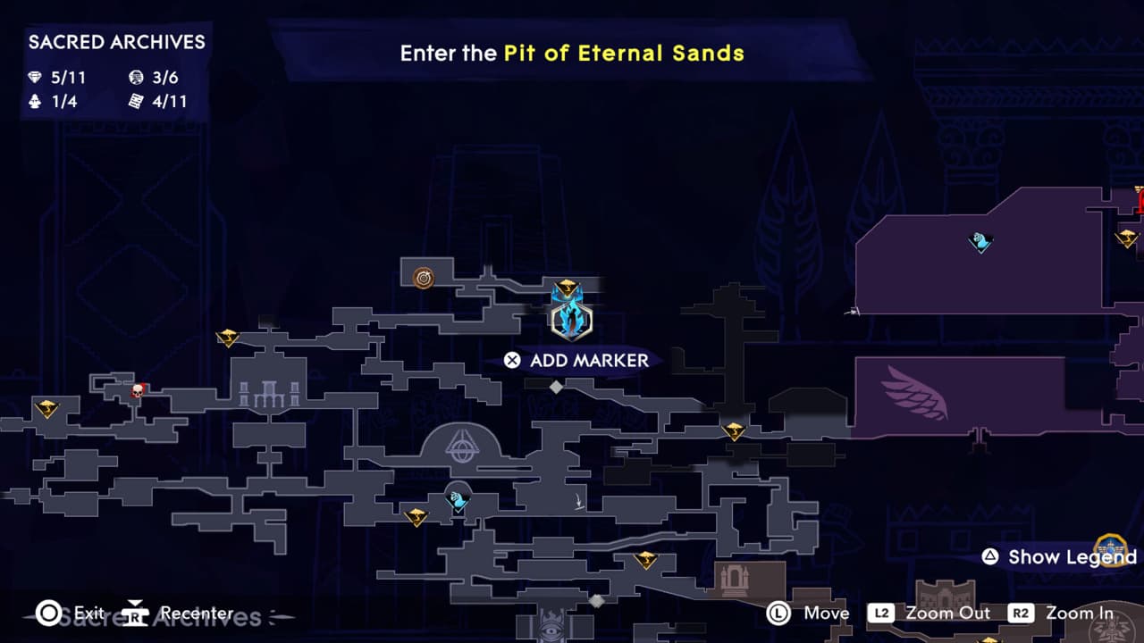 A map showing the location of a sand jar in Prince of Persia The Lost Crown.