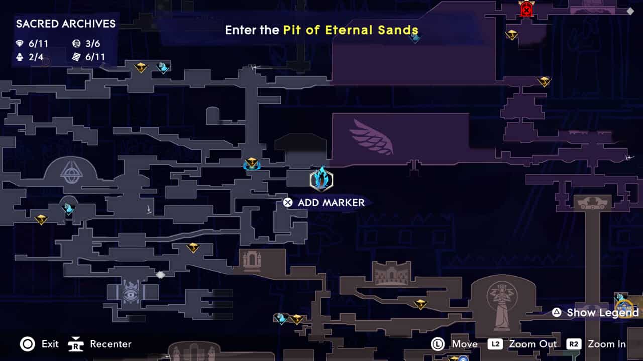 A map displaying the location of The Lost Crown in Prince of Persia, along with hints on finding hidden sand jars.