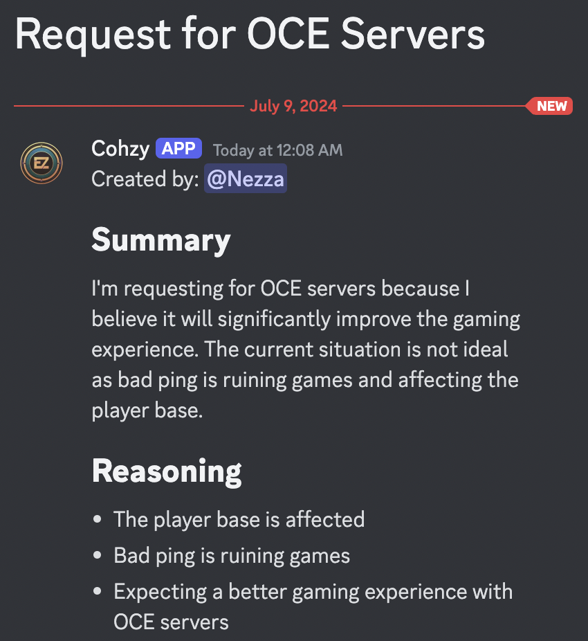 Once Human OCE servers