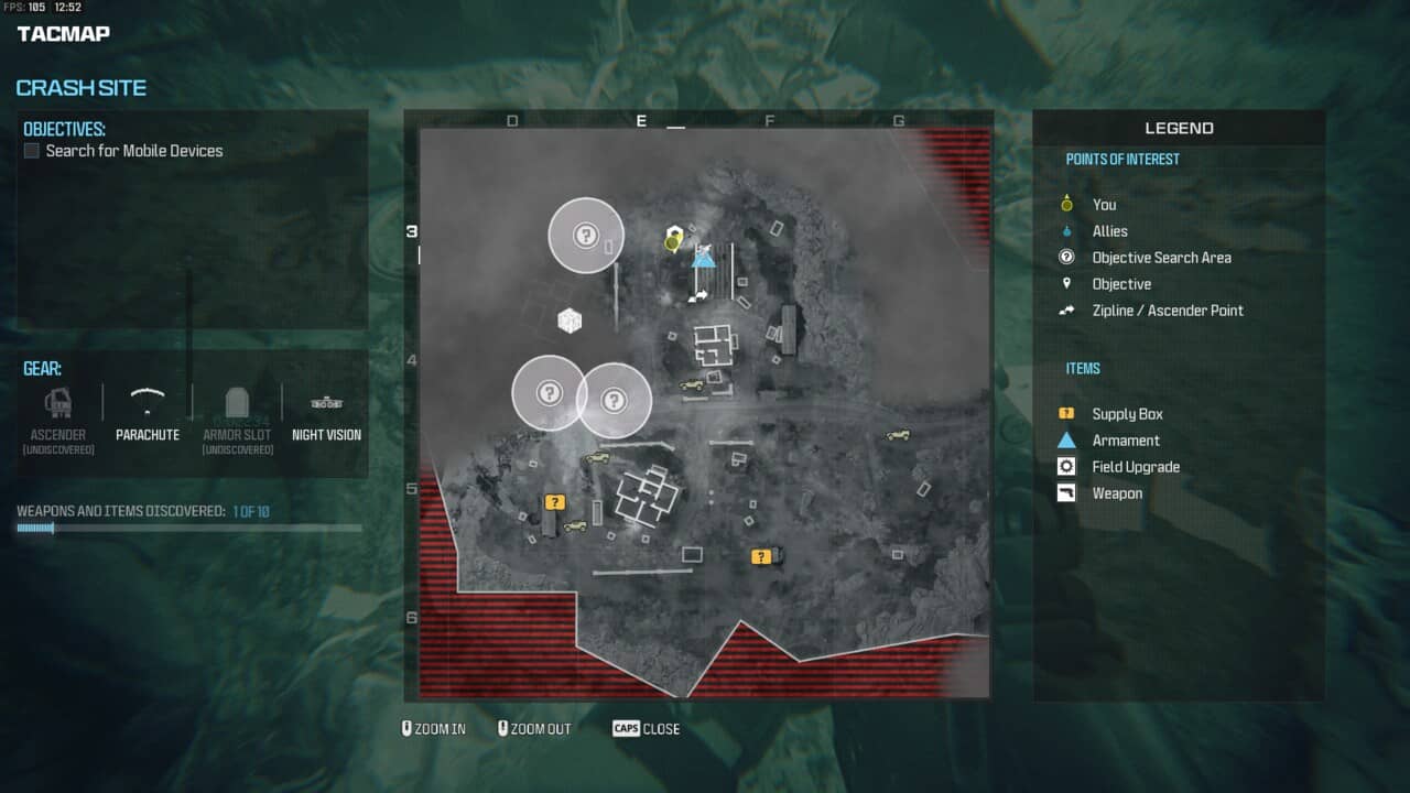 Modern Warfare 3 Crash Site: location of third mobile device on the map.