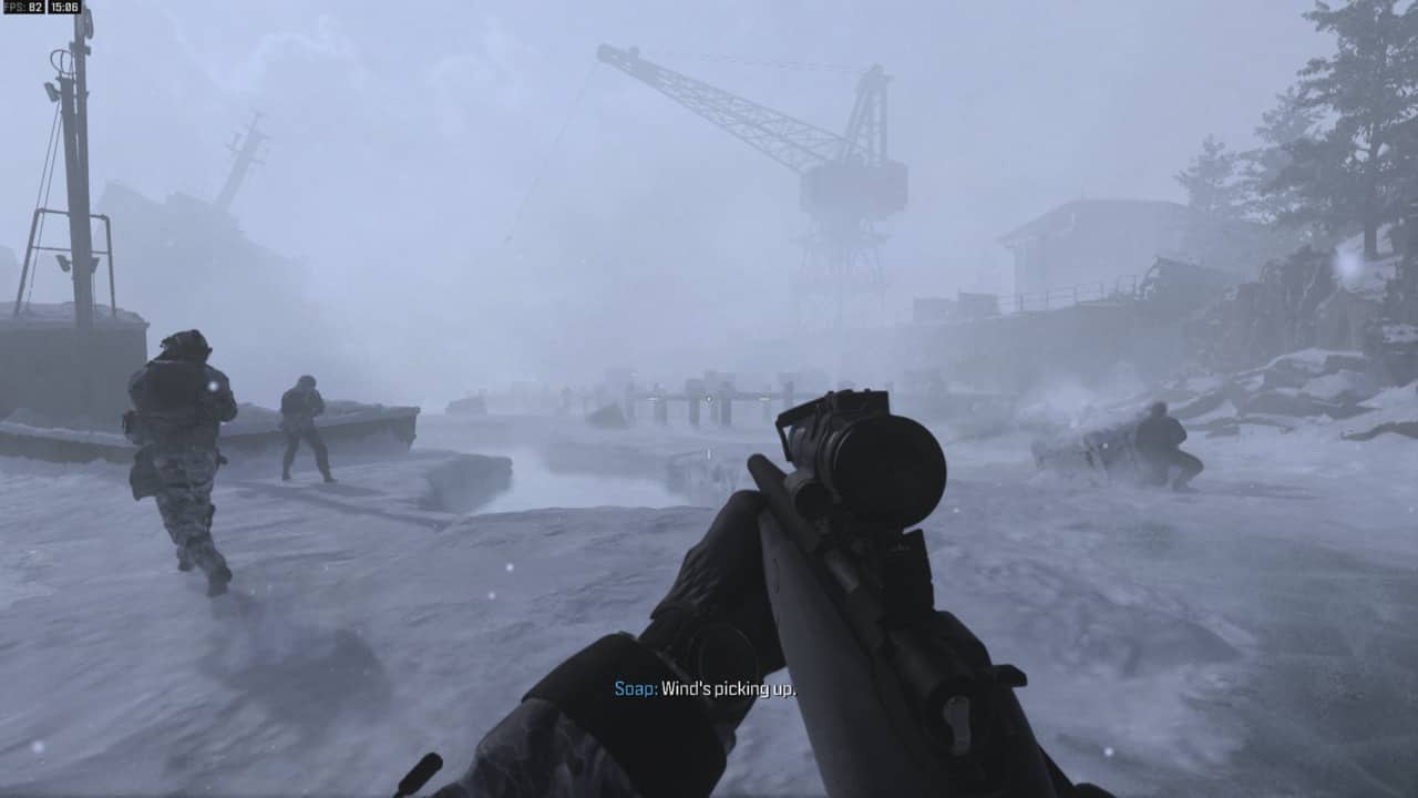 Modern Warfare 3 Frozen Tundra: soldiers storming a frozen lake.