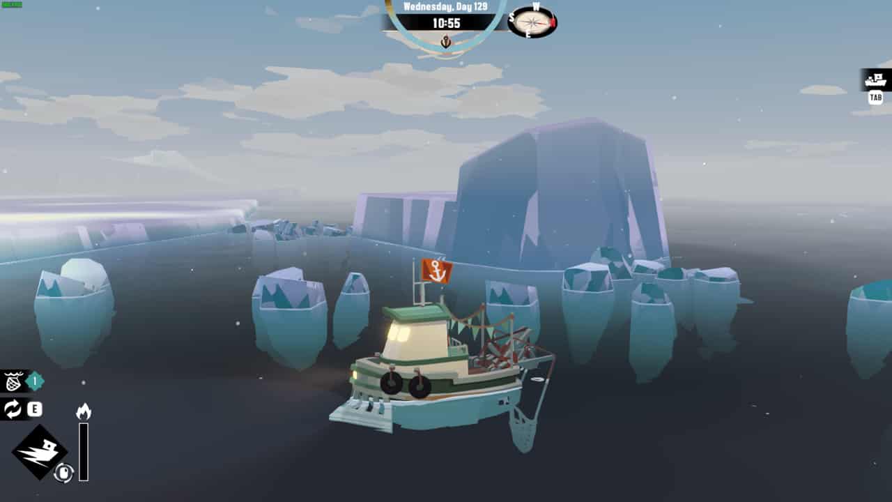 Dredge The Pale Reach Iceshaper: boat sailing near an iceberg.