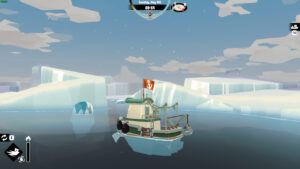 Dredge The Pale Reach fish list: small boat sailing between icebergs.