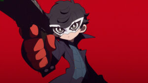 Persona 5 Tactica Quest 2: Joker holding a gun.