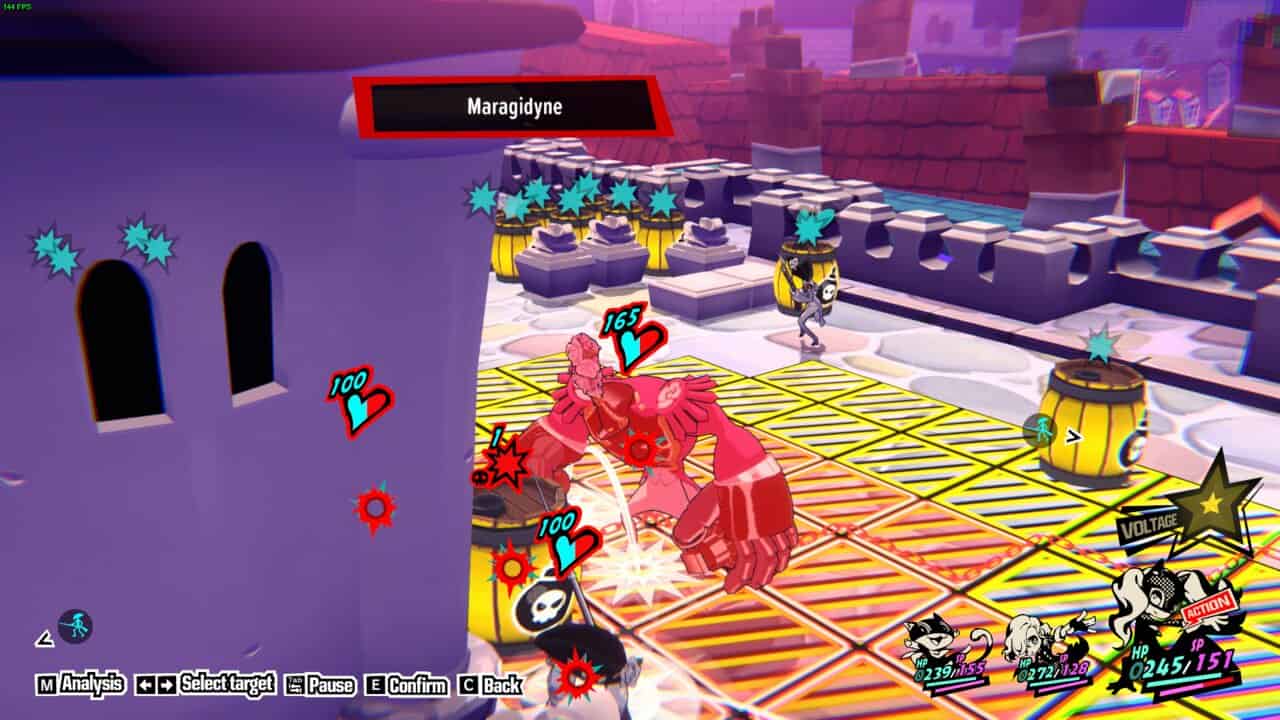 Persona 5 Tactica Quest 5: Ann attacking a group of enemies.