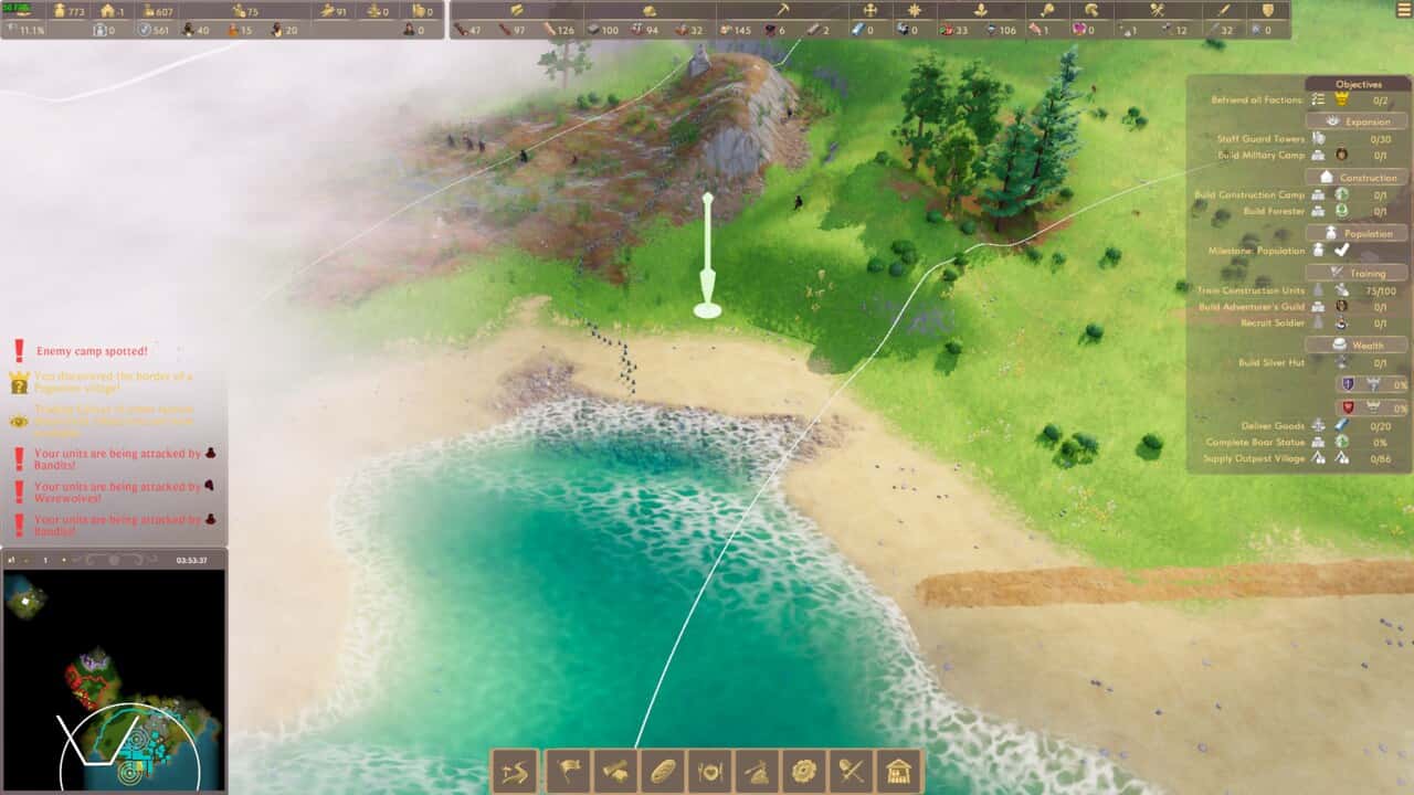 Pioneers of Pagonia tips: setting a patrol point for a Guard Tower.