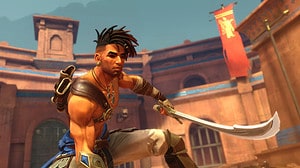 Prince of Persia The Lost Crown review: Sargon kneeling in an arena.