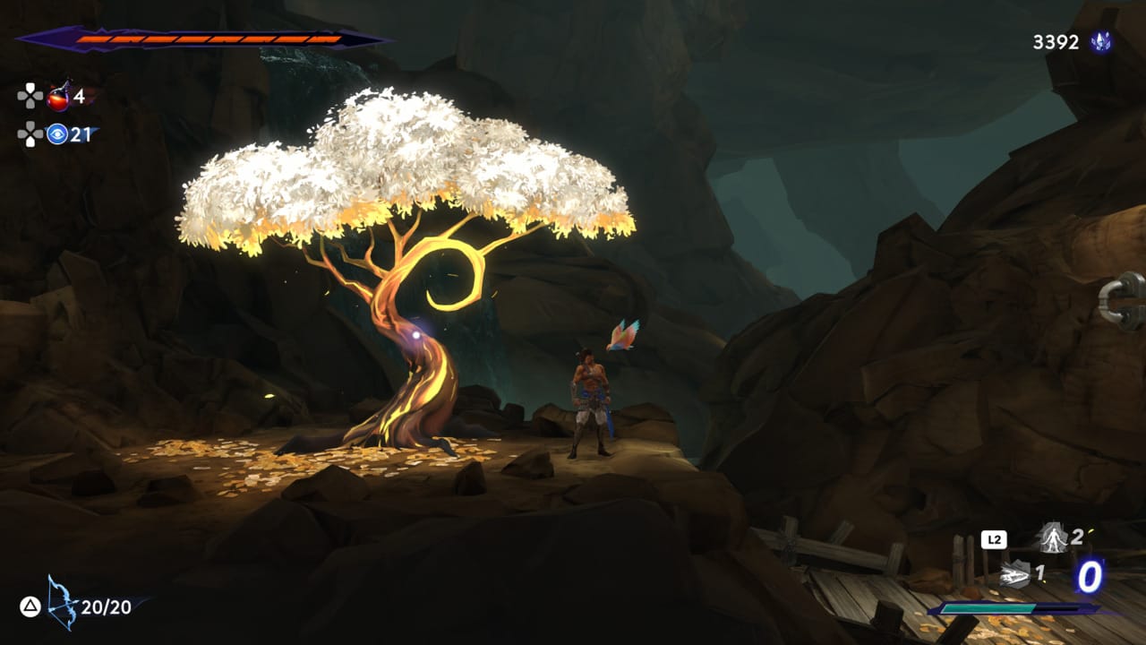 Prince of Persia The Lost Crown review: Sargon standing next to a Wak-Wak Tree.