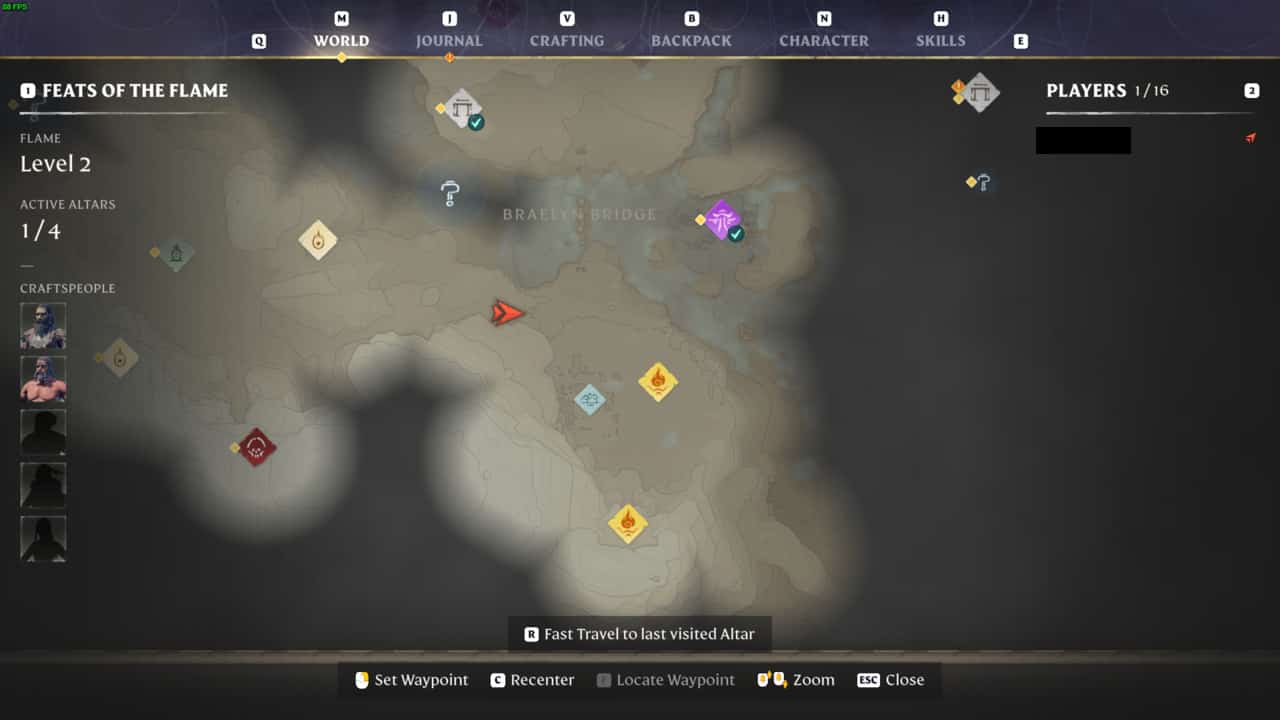 A screenshot of the enshrouded map in the game.