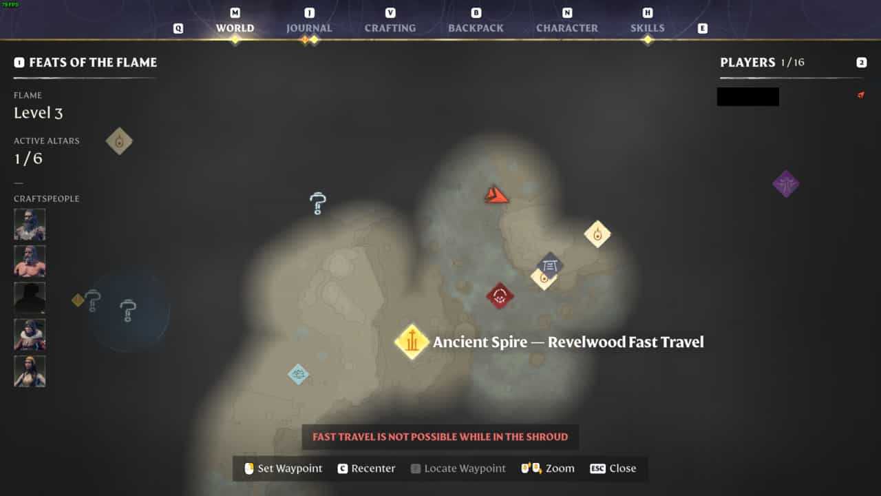 A screenshot of a map showcasing an Enshrouded Amber amidst numerous other items.