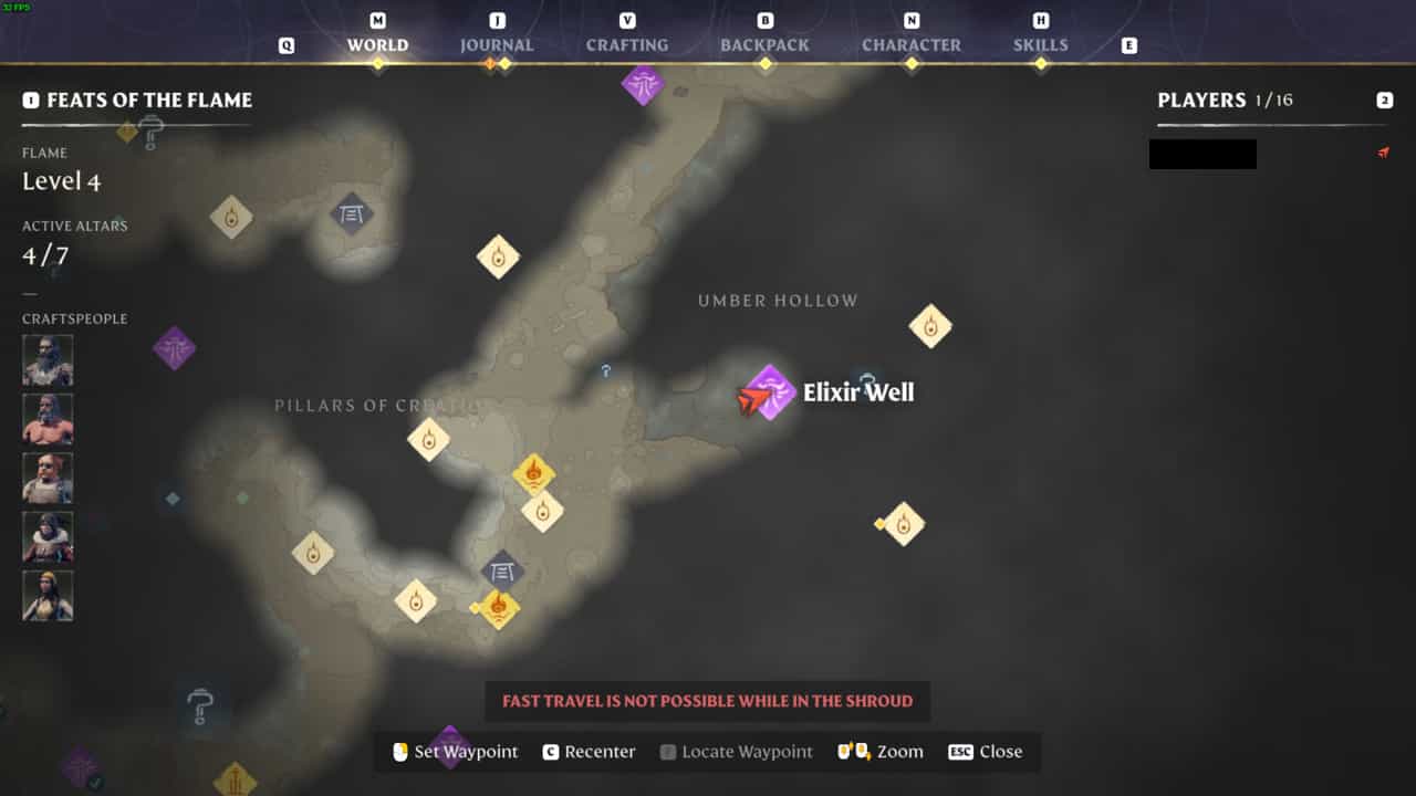 Enshrouded Fell Monstrosity location: Elixir Well location on the map.