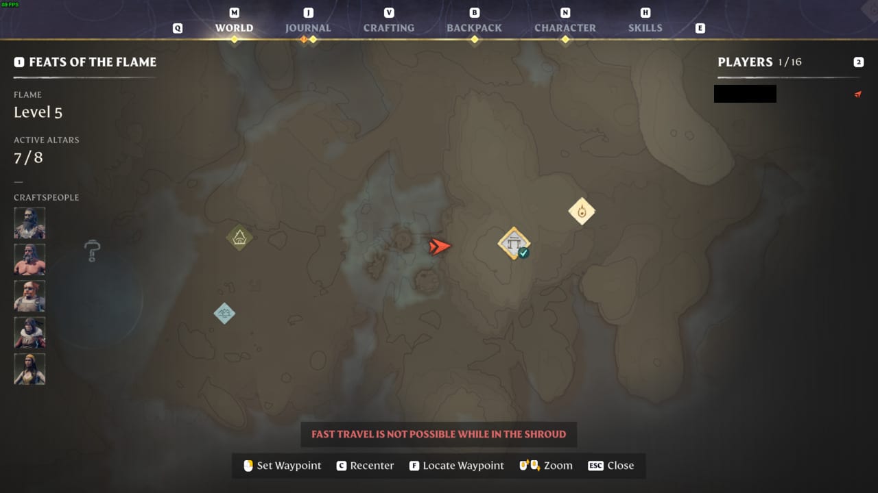 A screenshot of a map with a lot of different items, including the Carpenter Vault Entrance in Enshrouded.