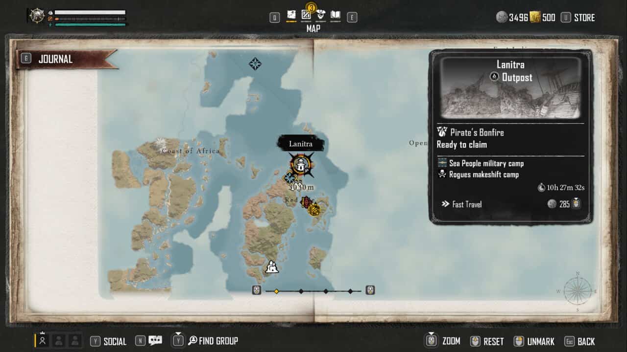 A screenshot of a map in a game featuring an ouroboros symbol.