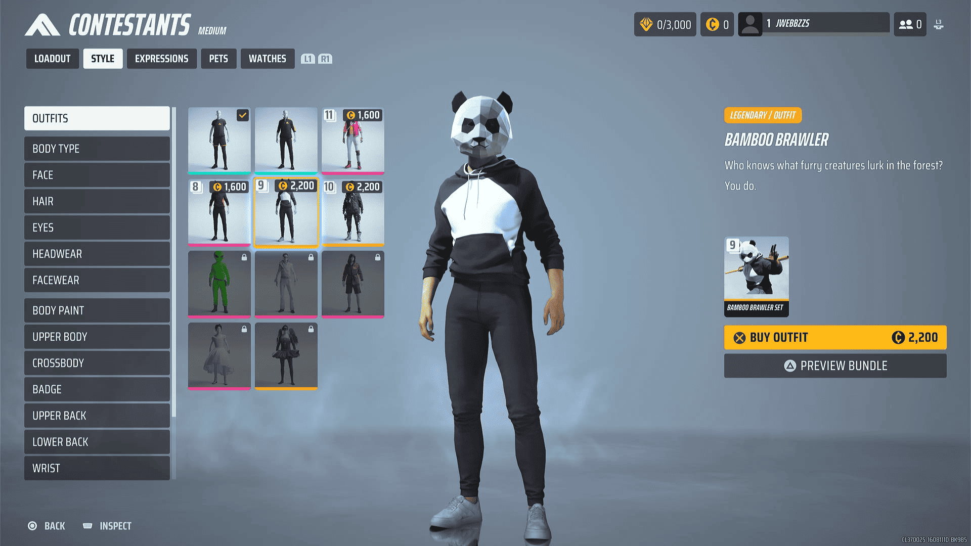 Panda outfit skin in the store in The Finals.