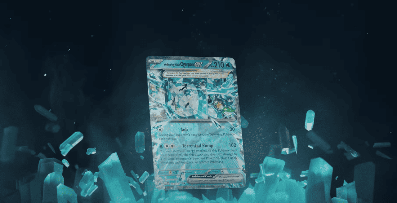 A Pokémon card featuring Glaceon V floating amidst icy blue crystals, from the Twilight Masquerade release.