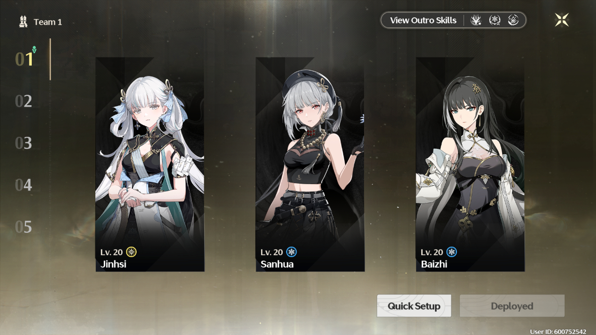 wuthering waves best team compositions party - a screen from WuWa showing characters lined up
