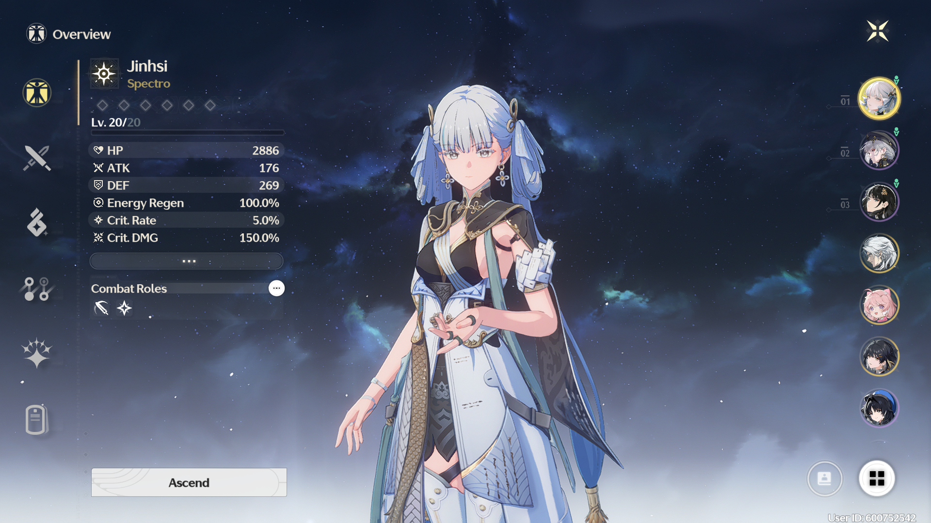 wuthering waves best build for jinhsi - a woman holds out her hand in the game menu