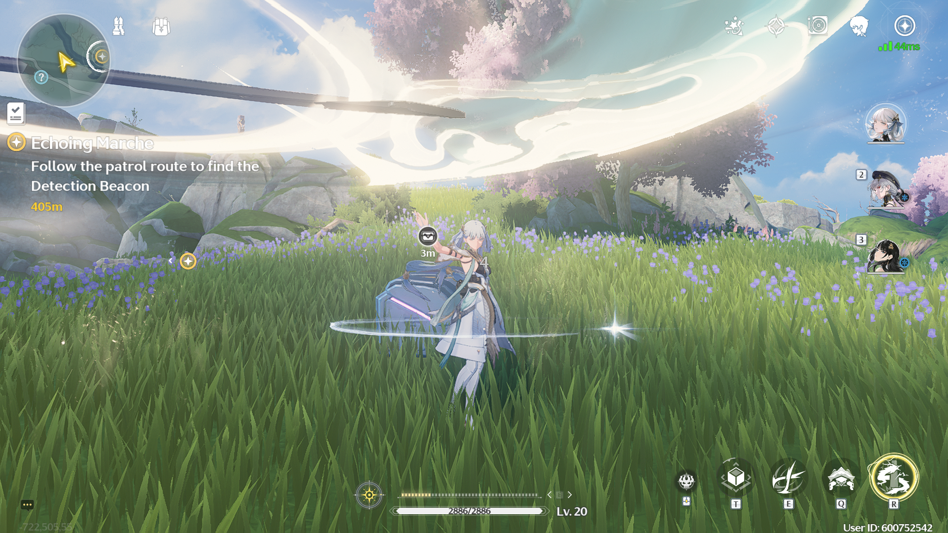 wuthering waves best build for jinhsi - a woman with gray hair swings her sword in a field