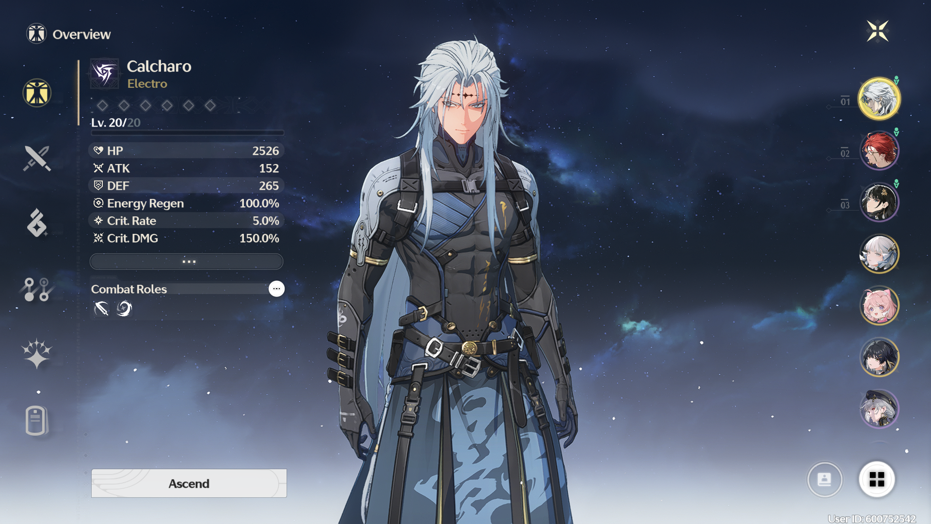 best calcharo build wuwa - a man with white hair shown in the game menu