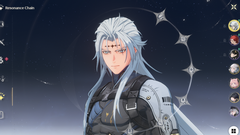 calcharo best build wuthering waves - a man with white hair in the wuwa menu