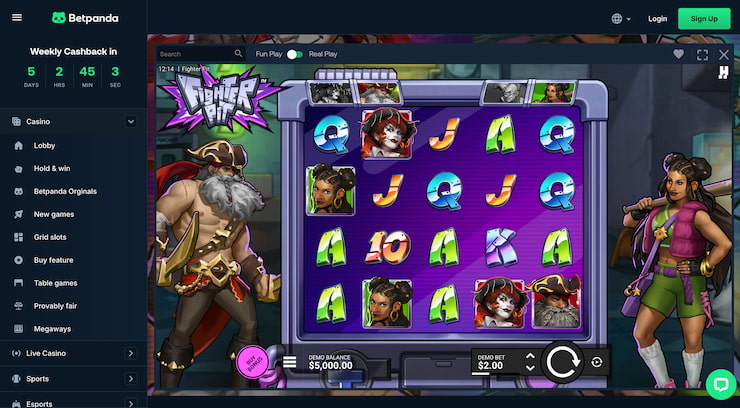 A screenshot of Betpanda's Fighter Pit game play