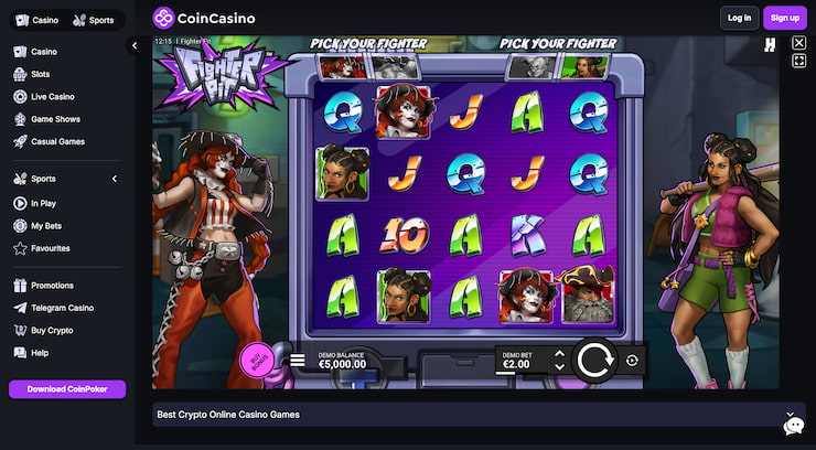 The CoinCasino Fighter Pit slot game as seen on their casino site