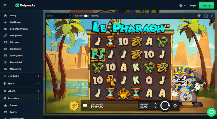 A screenshot of BetPanda’s Le Pharaoh gameplay