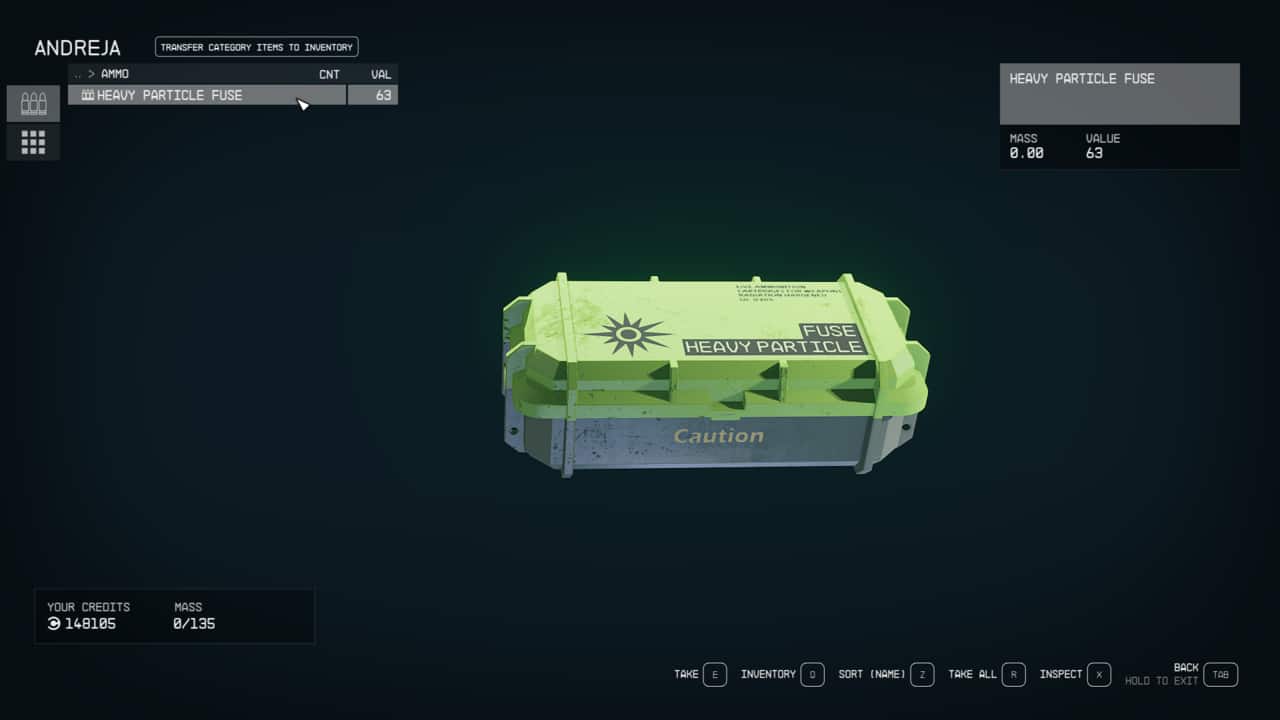 Starfield - do companions need ammo: ammo box in ammo section of Andreja's inventory.
