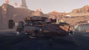 Starfield how to use ship storage - a character looks at a space ship