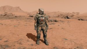 Starfield Mars: character on Mars.