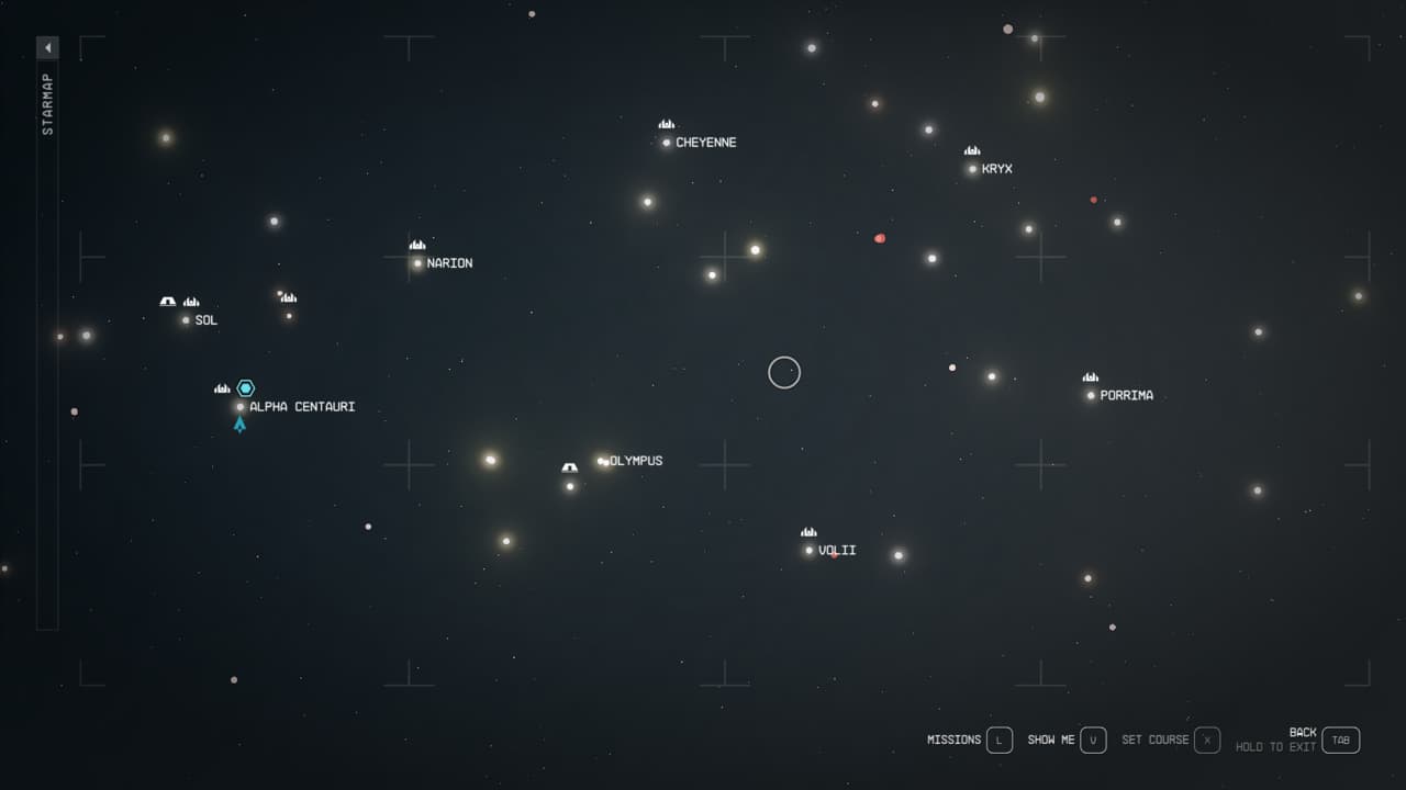 Starfield systems: view of starmap.