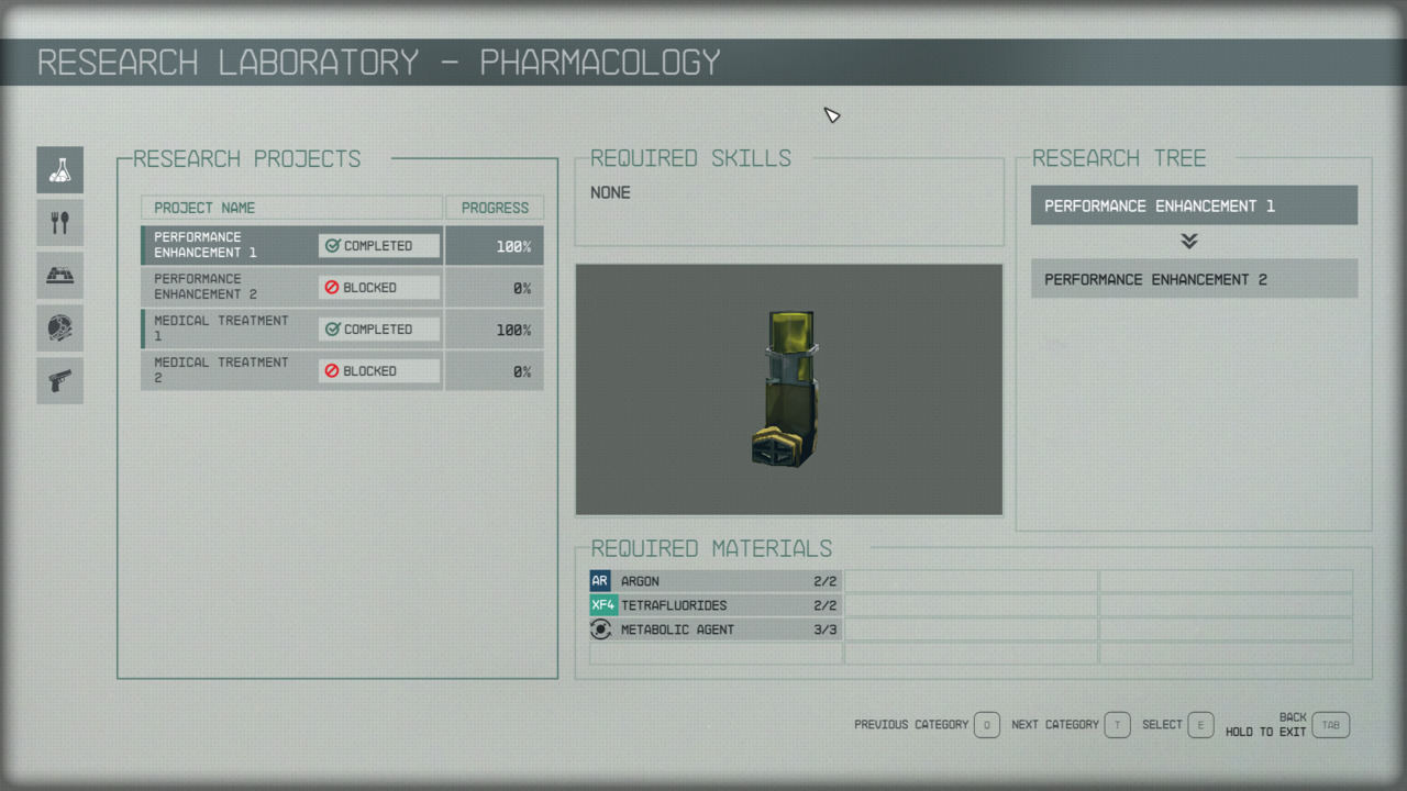 Starfield research laboratory: pharmacology research projects.