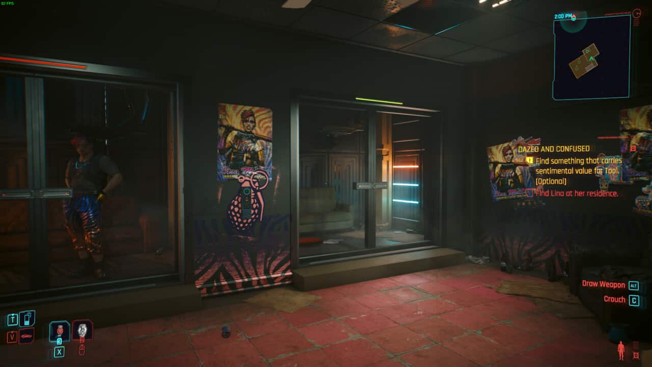 Cyberpunk 2077 Phantom Liberty Dazed and Confused - where to find something with sentimental value for Tool: basement room.