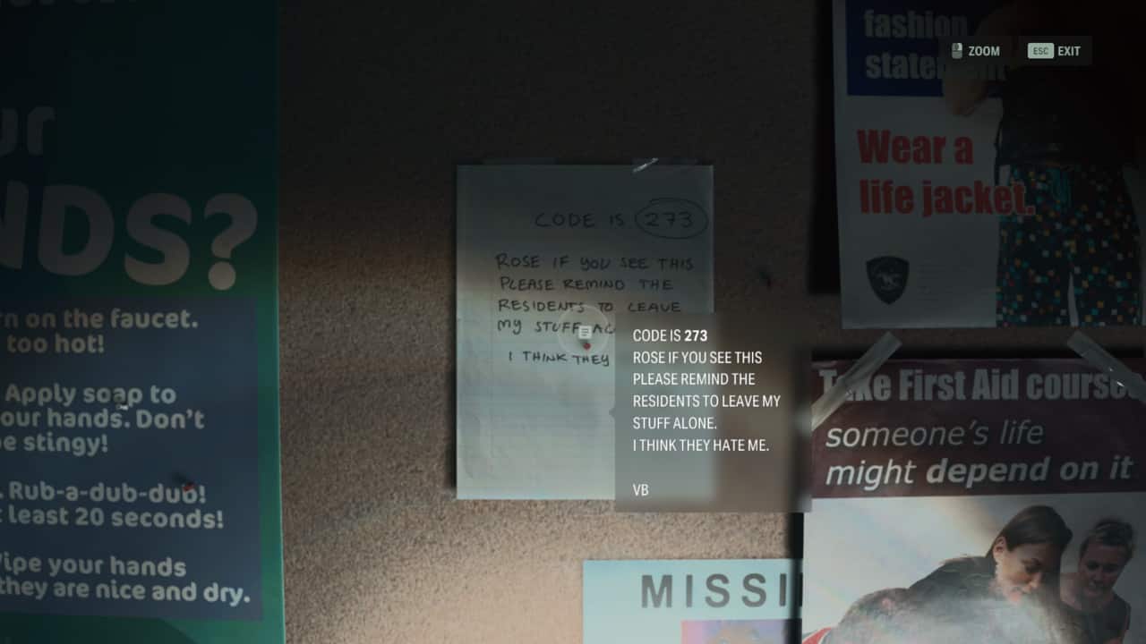 Alan Wake 2 basement fuse: note in the basement with the toolbox code.