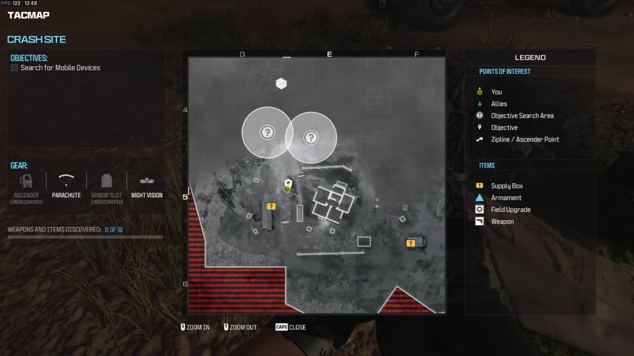 Modern Warfare 3 Crash Site: location of first mobile device on the map.