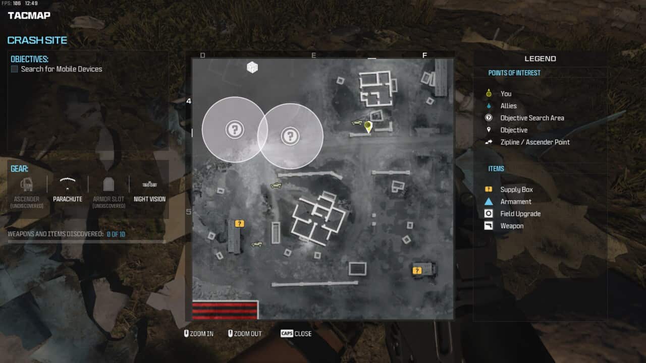 Modern Warfare 3 Crash Site: location of second mobile device on the map.