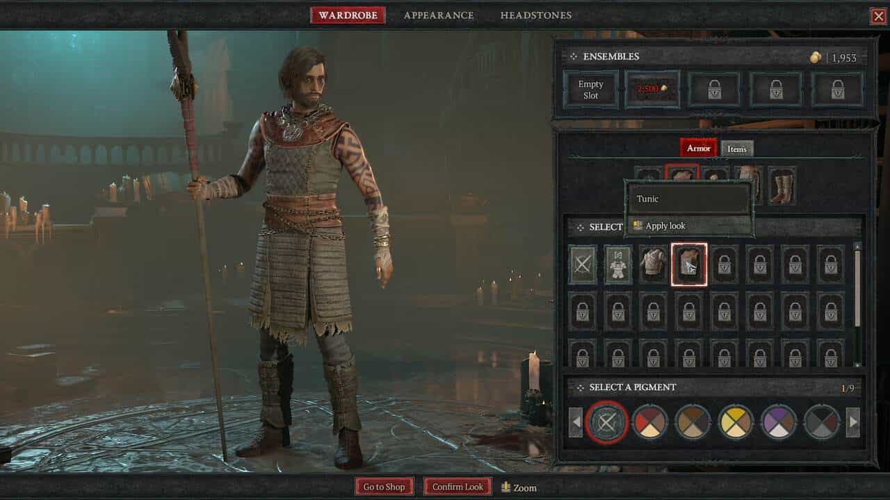 Diablo 4: The transmog menu in Diablo 4.