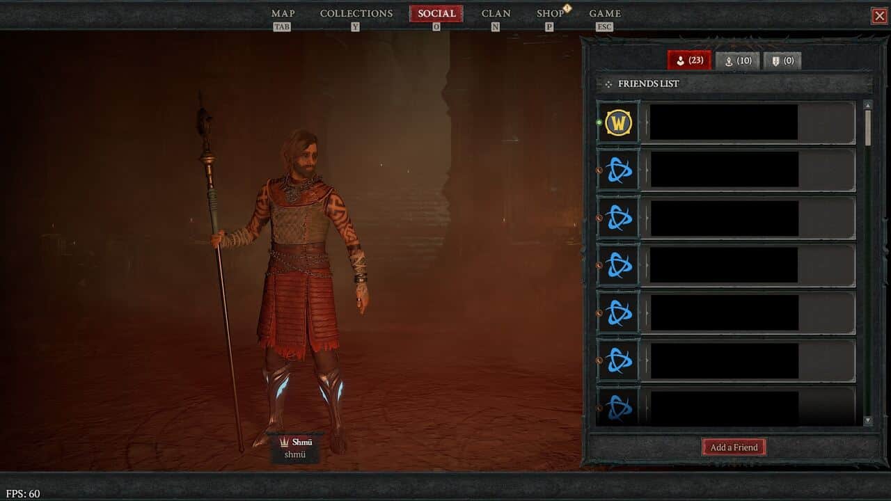 Diablo 4: Social tab from Diablo 4.