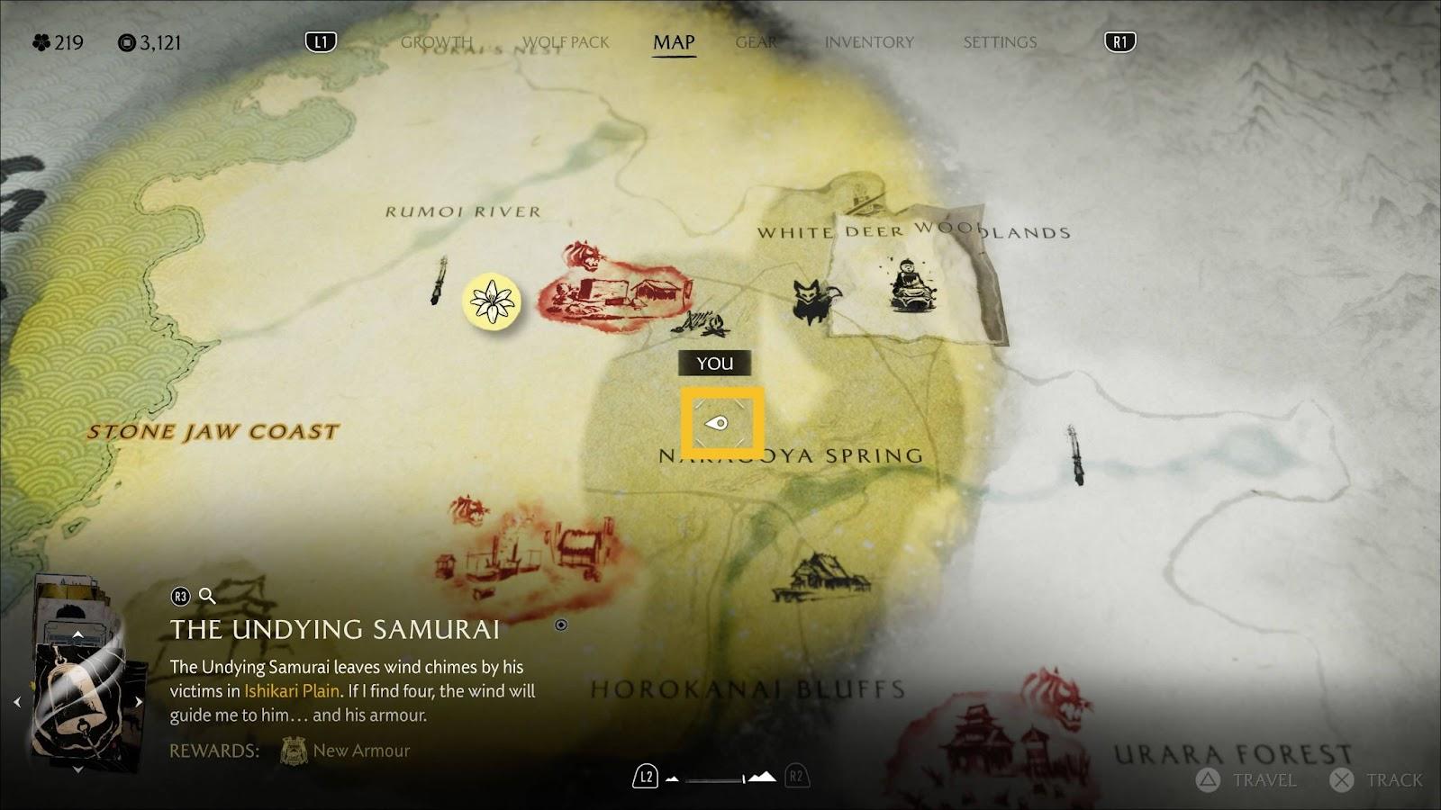 Ghost of Yotei map screenshot