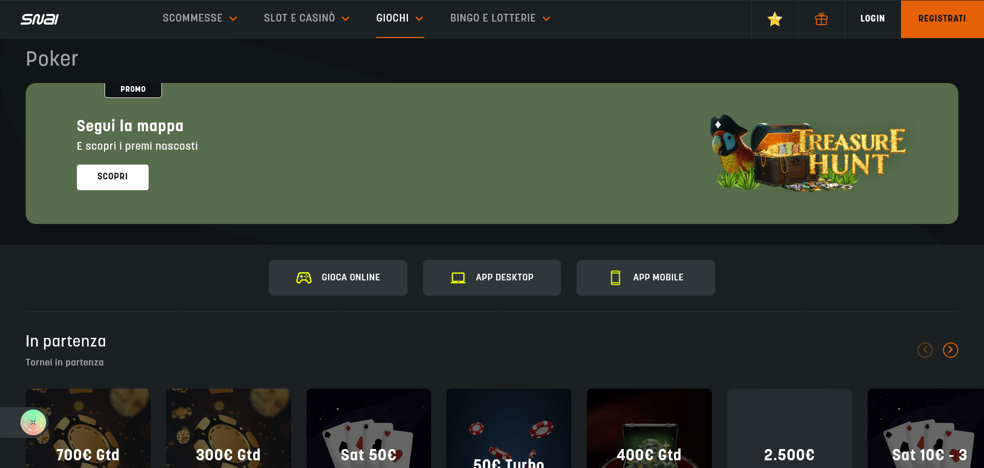 Siti di poker italiani: SNAI