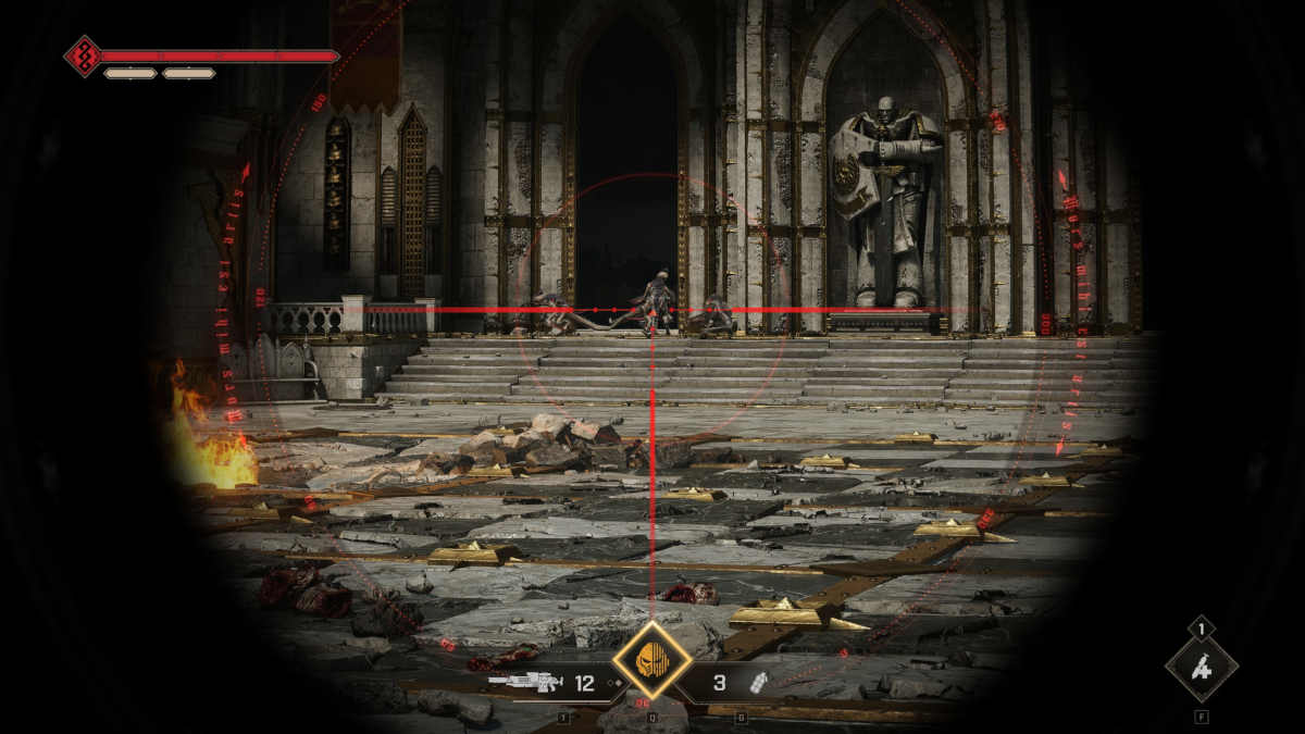 Picture of a sniper scope in Space Marine 2.