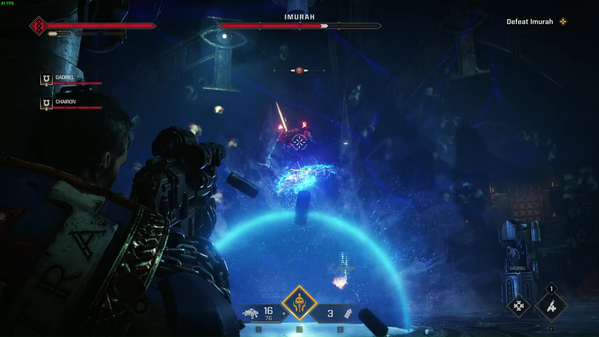 Space Marine 2 enemy types: Campaign boss battle.