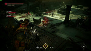 Picture of the heavy stance bolter in Space Marine 2.