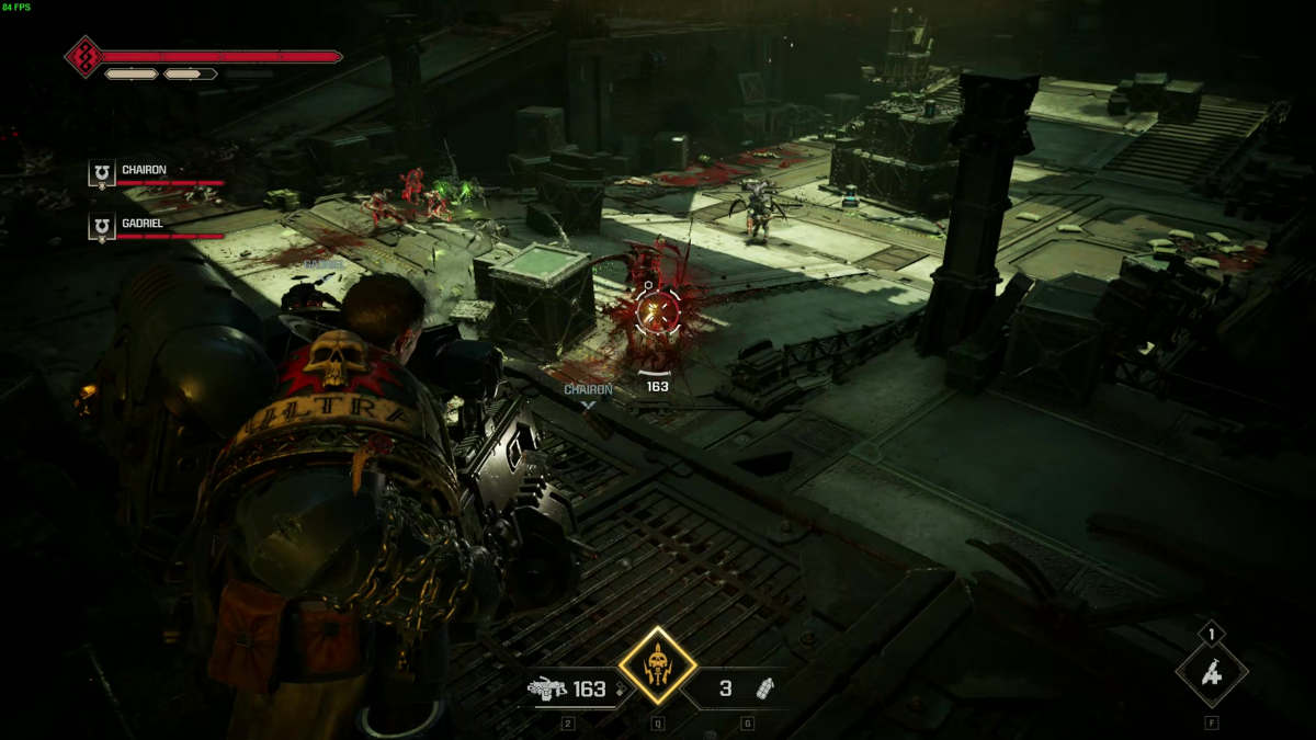 Picture of the heavy stance bolter in Space Marine 2.
