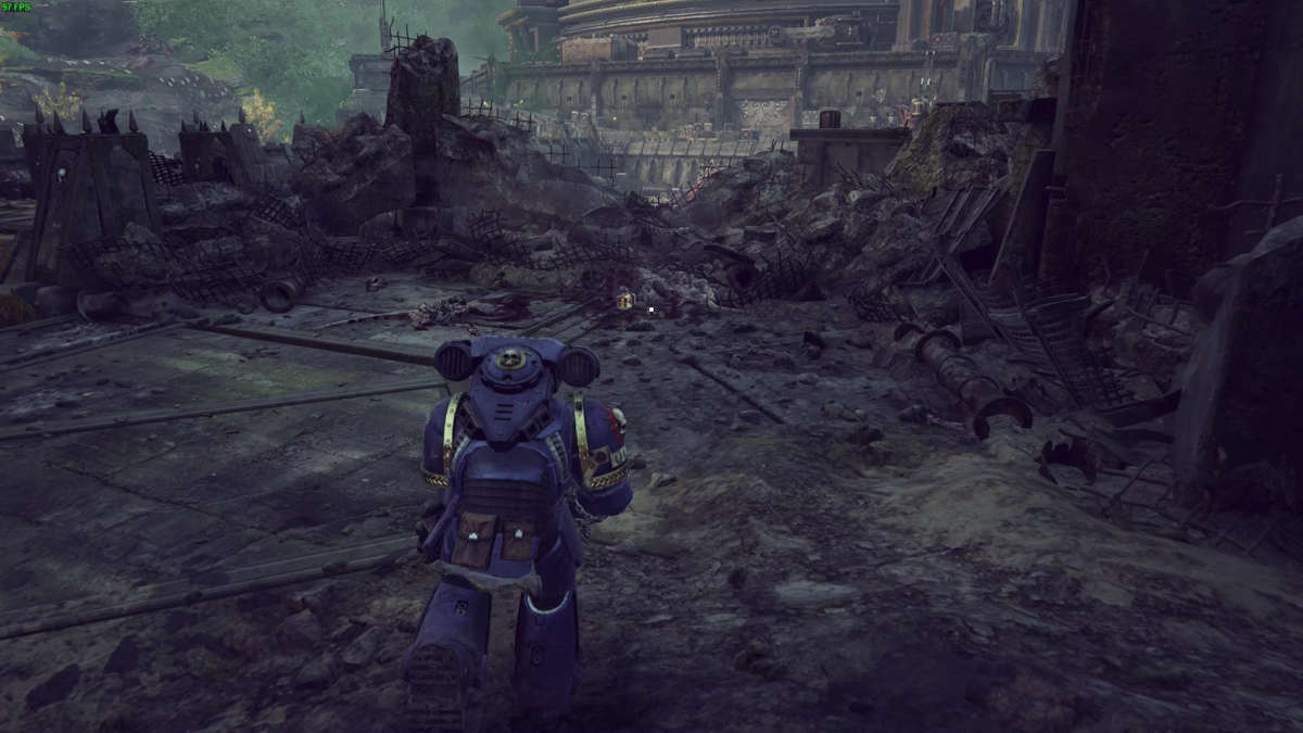 Picture of the level design in Space Marine 2 hiding lootable items.